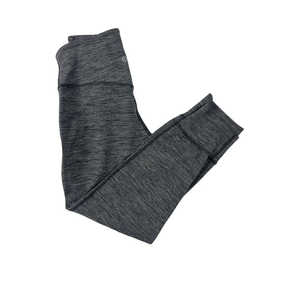 Lululemon Joggers Align‎ Cropped Pants Heathered Black Size 2 Inseam 24"